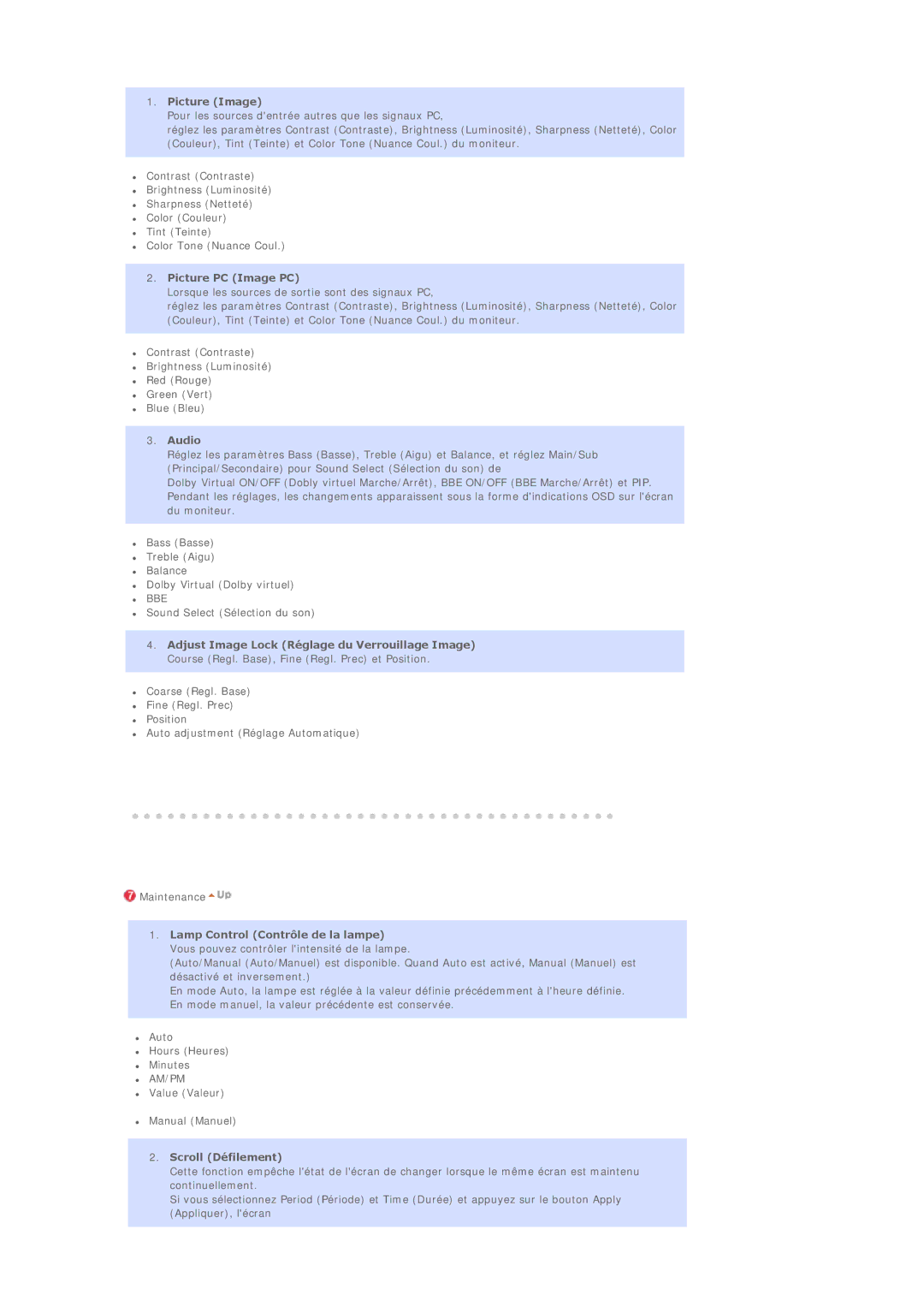 Samsung BE40TSNS/EDC, BE40PSNS/EDC manual Picture Image, Picture PC Image PC, Audio, Scroll Défilement 