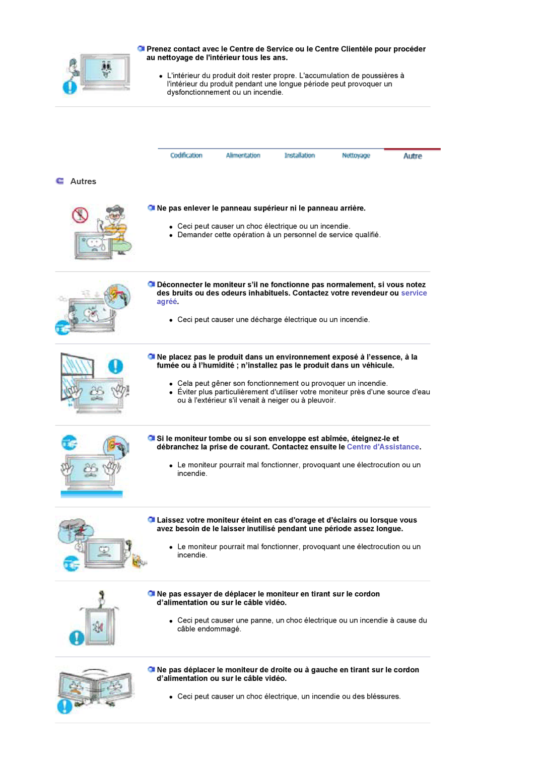 Samsung BE40PSNS/EDC, BE40TSNS/EDC manual Autres, Ne pas enlever le panneau supérieur ni le panneau arrière 