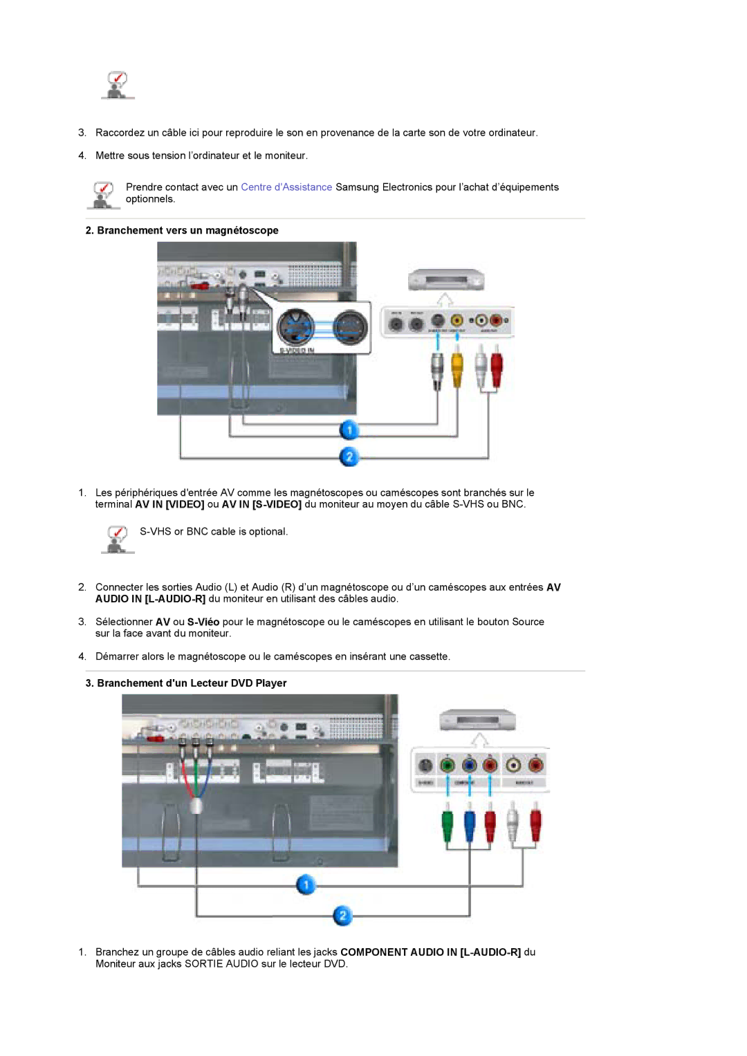 Samsung BE40PSNS/EDC, BE40TSNS/EDC manual Branchement vers un magnétoscope 