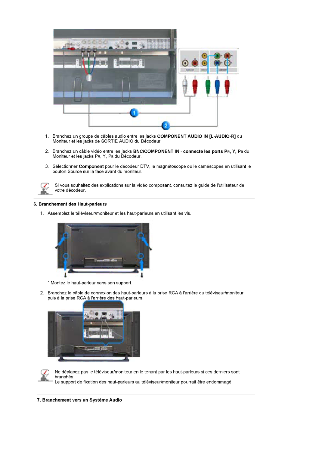 Samsung BE40PSNS/EDC, BE40TSNS/EDC manual Branchement des Haut-parleurs 