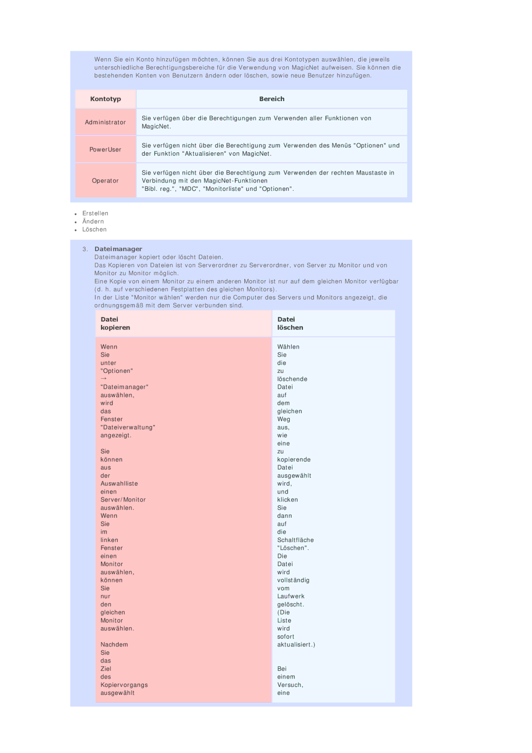 Samsung BE40PSNS/EDC, BE40TSNS/EDC manual Dateimanager, Datei Kopieren Löschen 