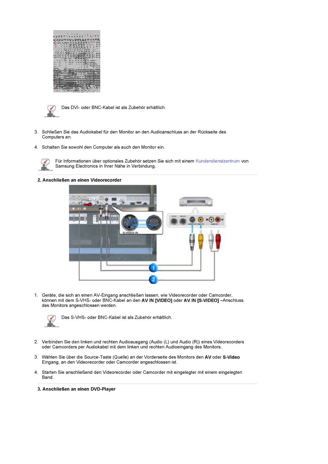 Samsung BE40PSNS/EDC, BE40TSNS/EDC manual Anschließen an einen Videorecorder, Anschließen an einen DVD-Player 