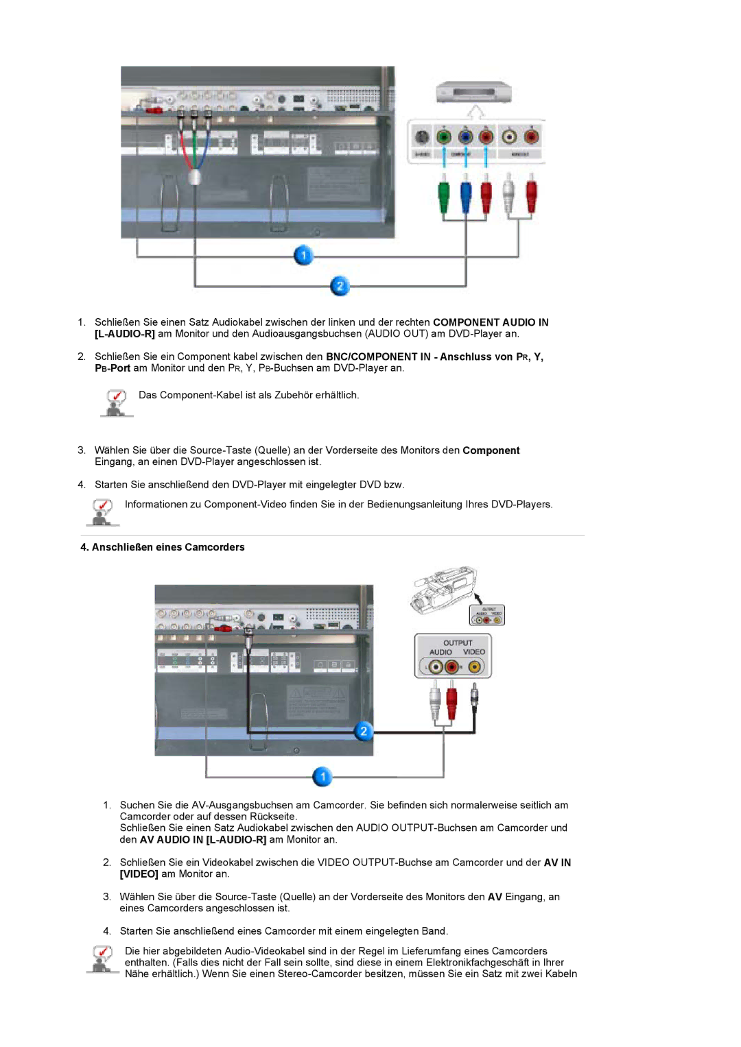 Samsung BE40TSNS/EDC, BE40PSNS/EDC manual Anschließen eines Camcorders 