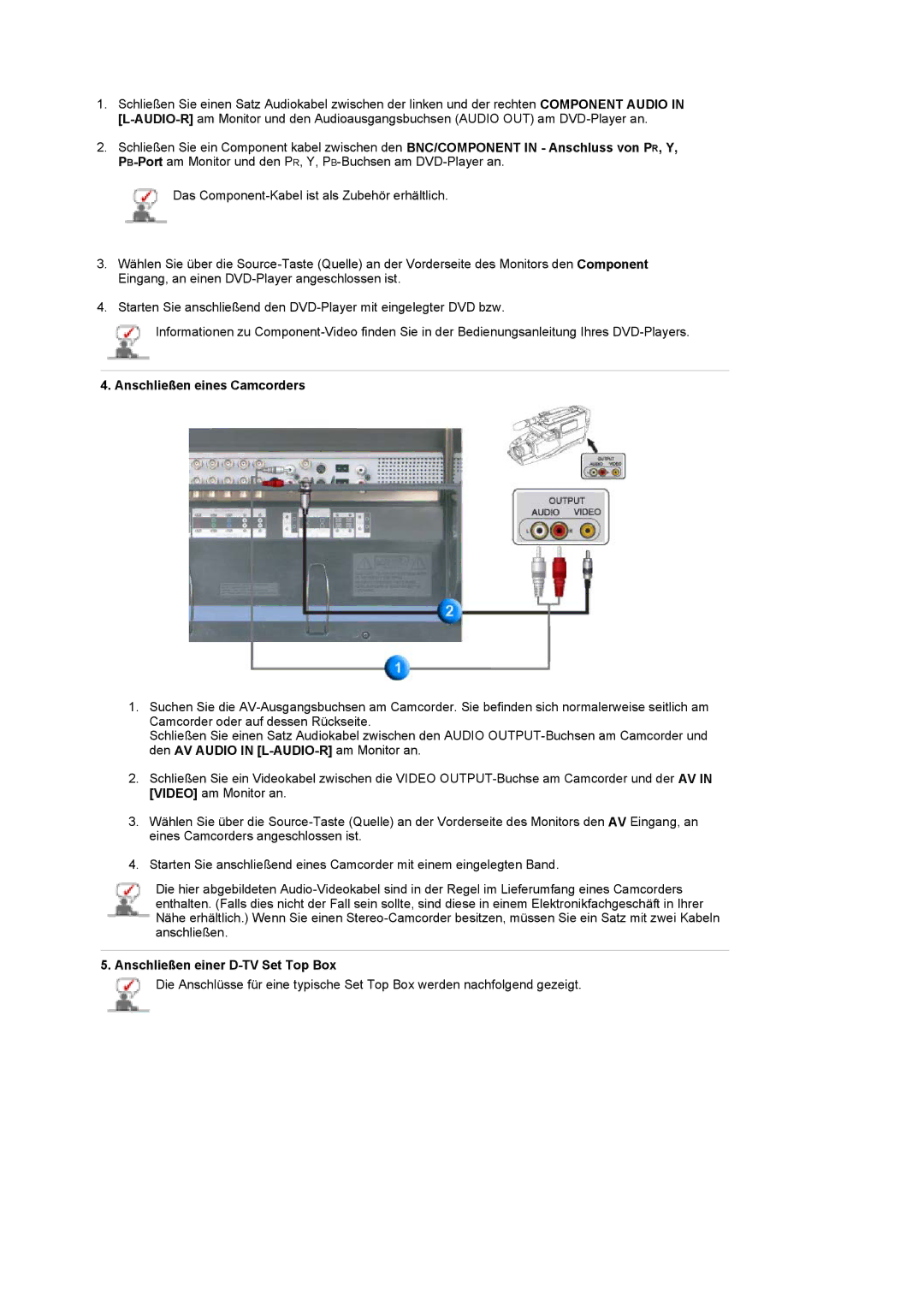 Samsung BE40TSNS/EDC, BE40PSNS/EDC manual Anschließen eines Camcorders 