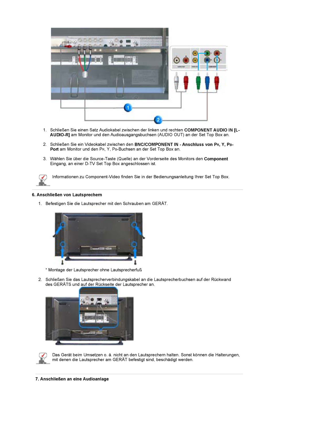 Samsung BE40PSNS/EDC, BE40TSNS/EDC manual Anschließen von Lautsprechern 