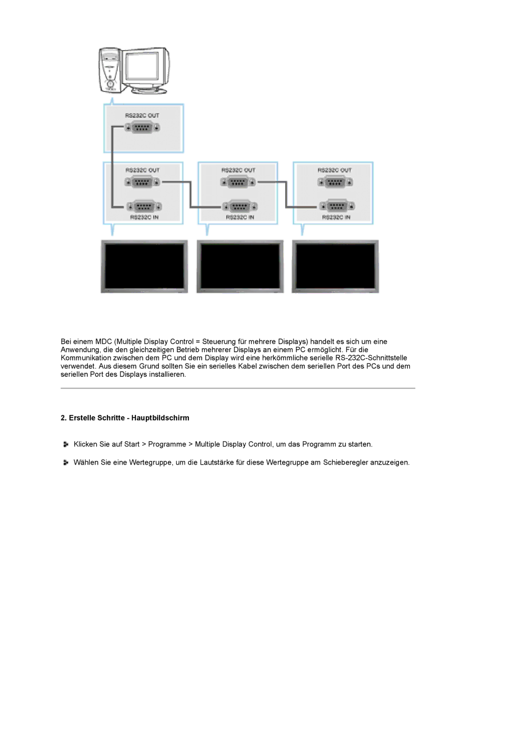 Samsung BE40PSNS/EDC, BE40TSNS/EDC manual Erstelle Schritte Hauptbildschirm 