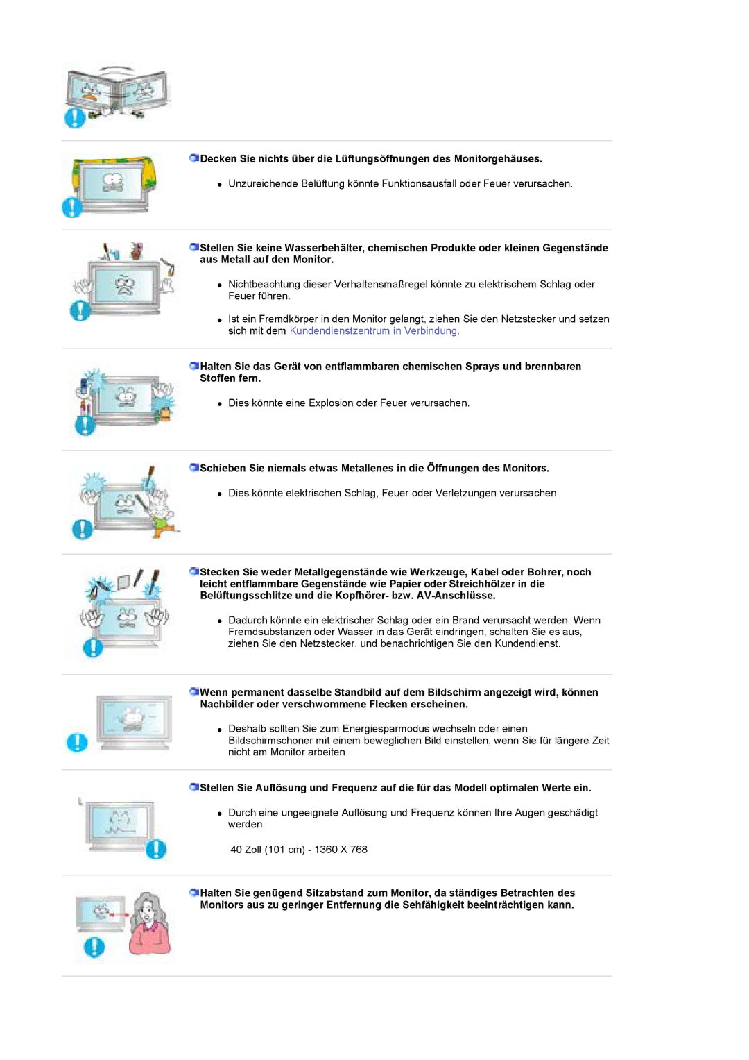 Samsung BE40TSNS/EDC, BE40PSNS/EDC manual Dies könnte eine Explosion oder Feuer verursachen 