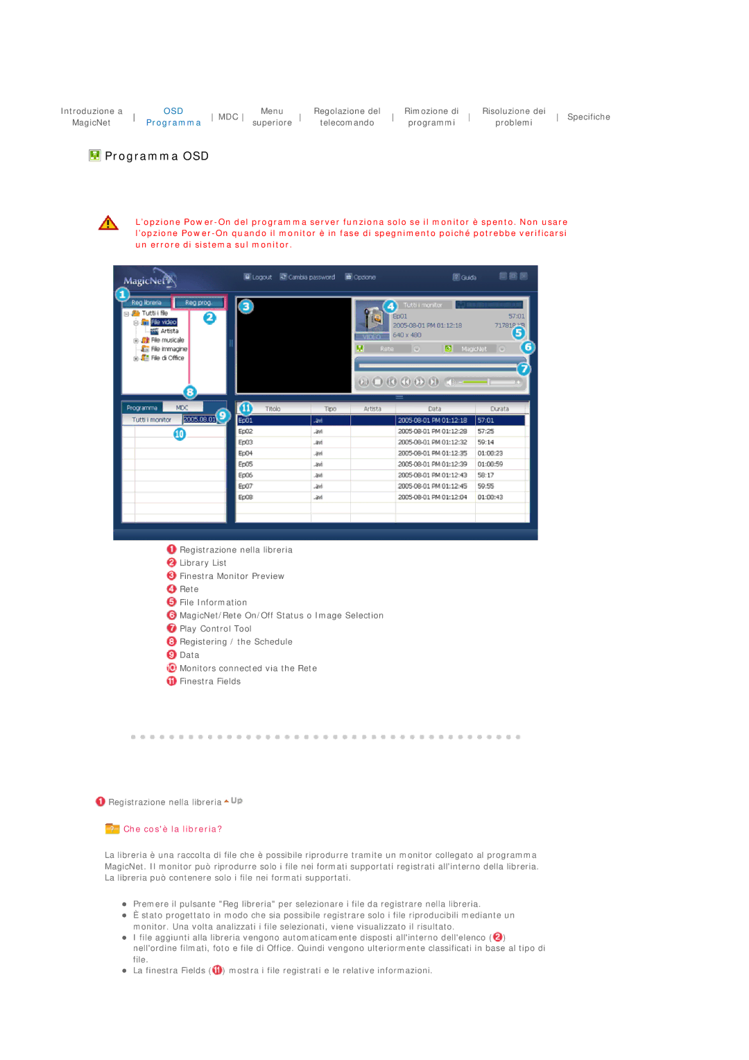 Samsung BE40TSNS/EDC, BE40PSNS/EDC manual Programma OSD 