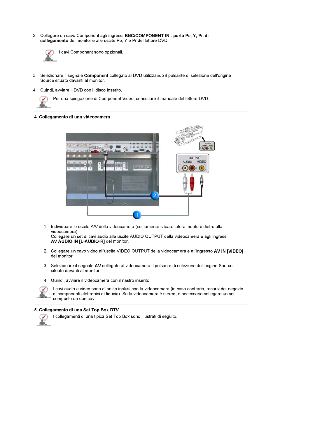 Samsung BE40TSNS/EDC, BE40PSNS/EDC manual Collegamento di una videocamera, AV Audio in L-AUDIO-R del monitor 