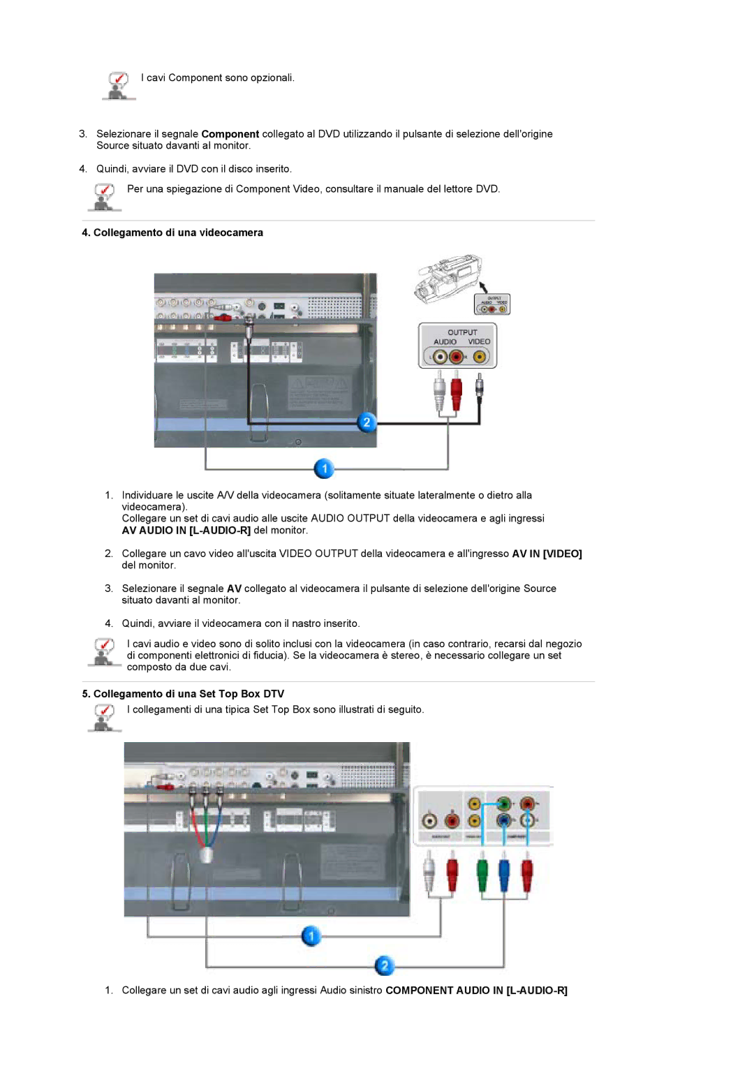 Samsung BE40PSNS/EDC, BE40TSNS/EDC manual Collegamento di una videocamera 