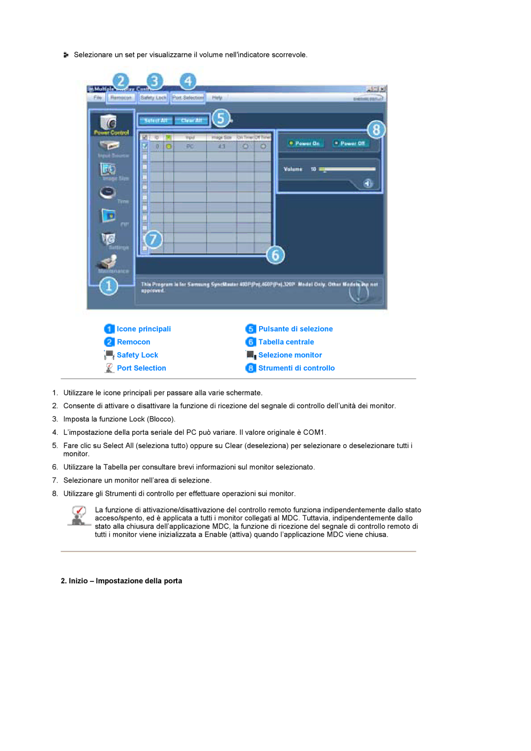 Samsung BE40TSNS/EDC, BE40PSNS/EDC manual Inizio Impostazione della porta 