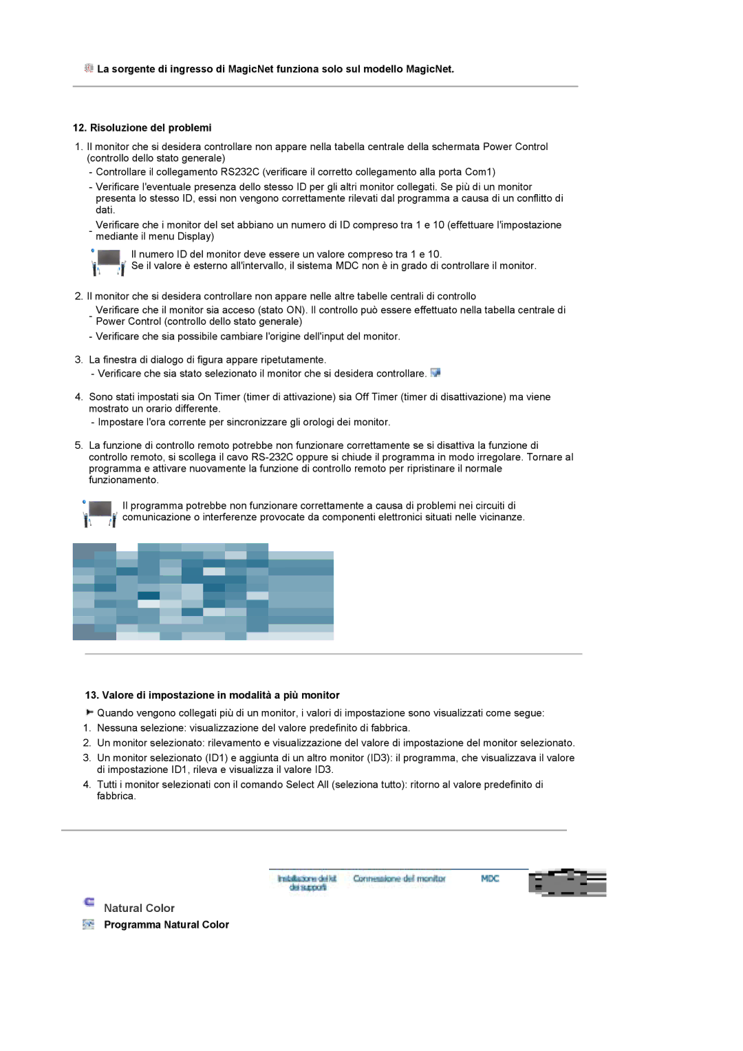 Samsung BE40PSNS/EDC, BE40TSNS/EDC manual Valore di impostazione in modalità a più monitor, Programma Natural Color 