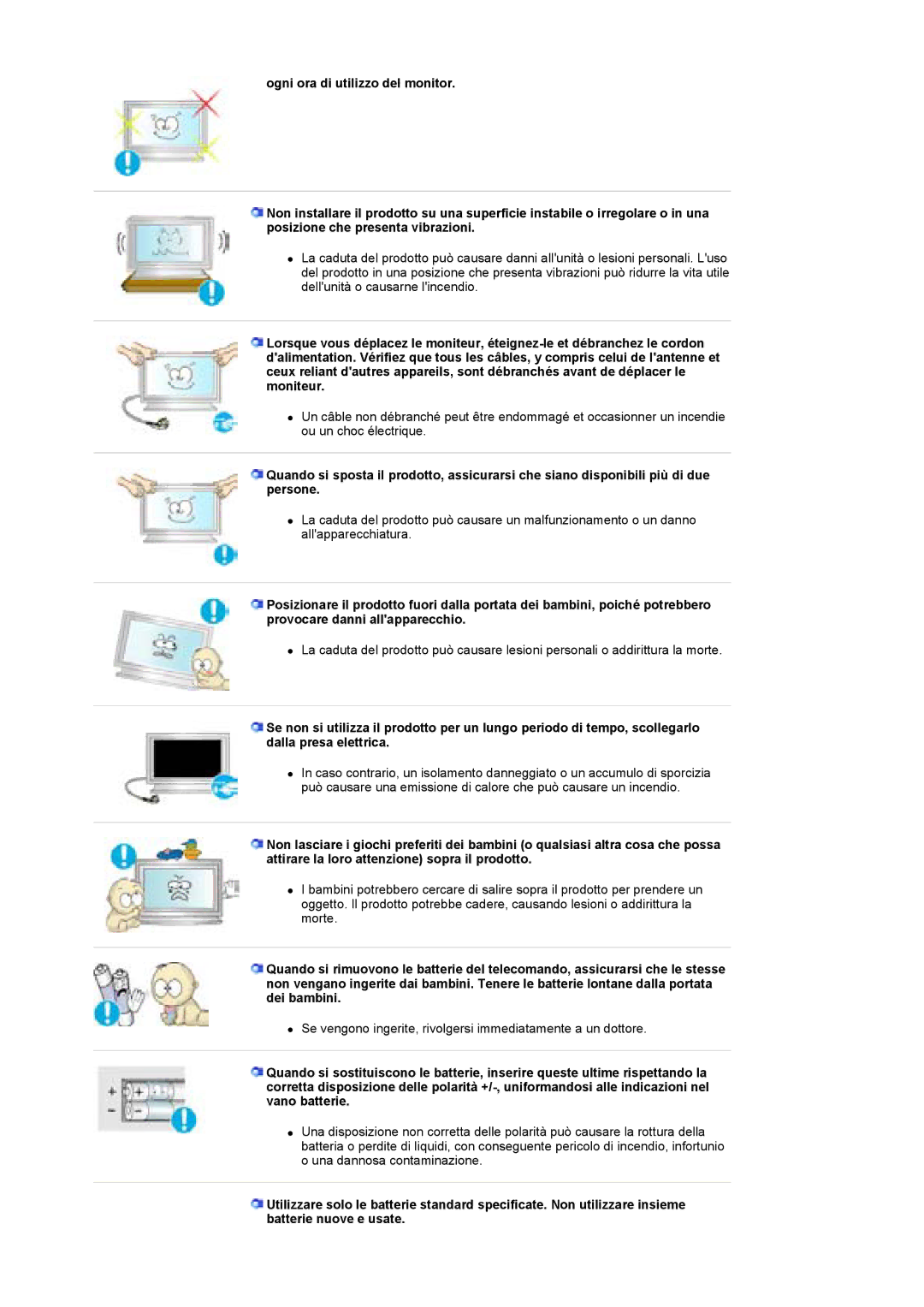 Samsung BE40PSNS/EDC, BE40TSNS/EDC manual Se vengono ingerite, rivolgersi immediatamente a un dottore 