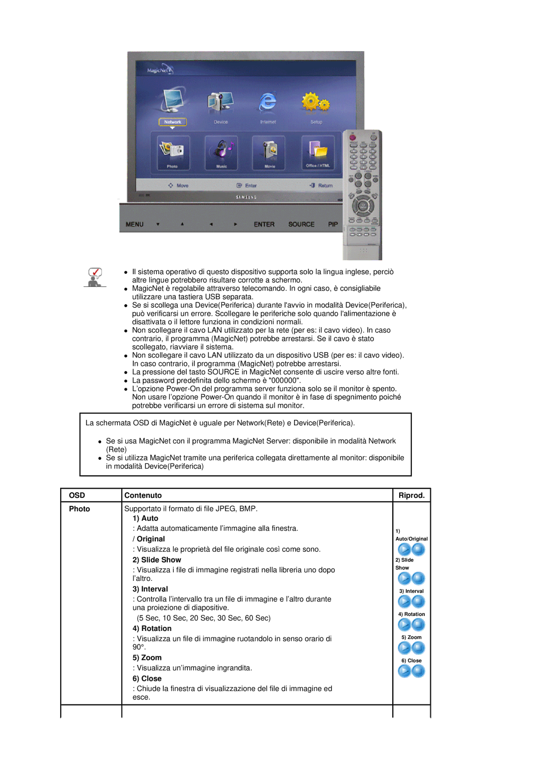 Samsung BE40TSNS/EDC Photo Supportato il formato di file JPEG, BMP Auto, Original, Slide Show, Interval Riprod, Rotation 