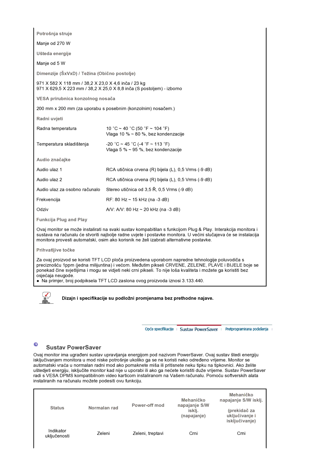 Samsung BE40PSNS/EDC, BE40TSNS/EDC manual Indikator Zeleni Zeleni, treptavi Crni Uključenosti 