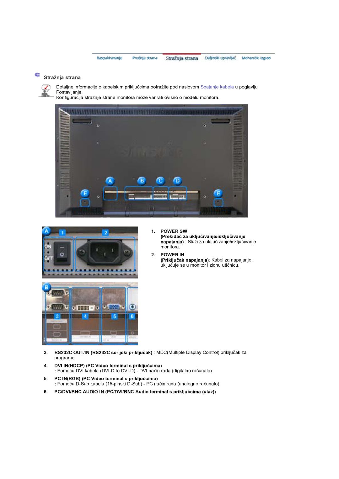 Samsung BE40PSNS/EDC, BE40TSNS/EDC manual Stražnja strana 