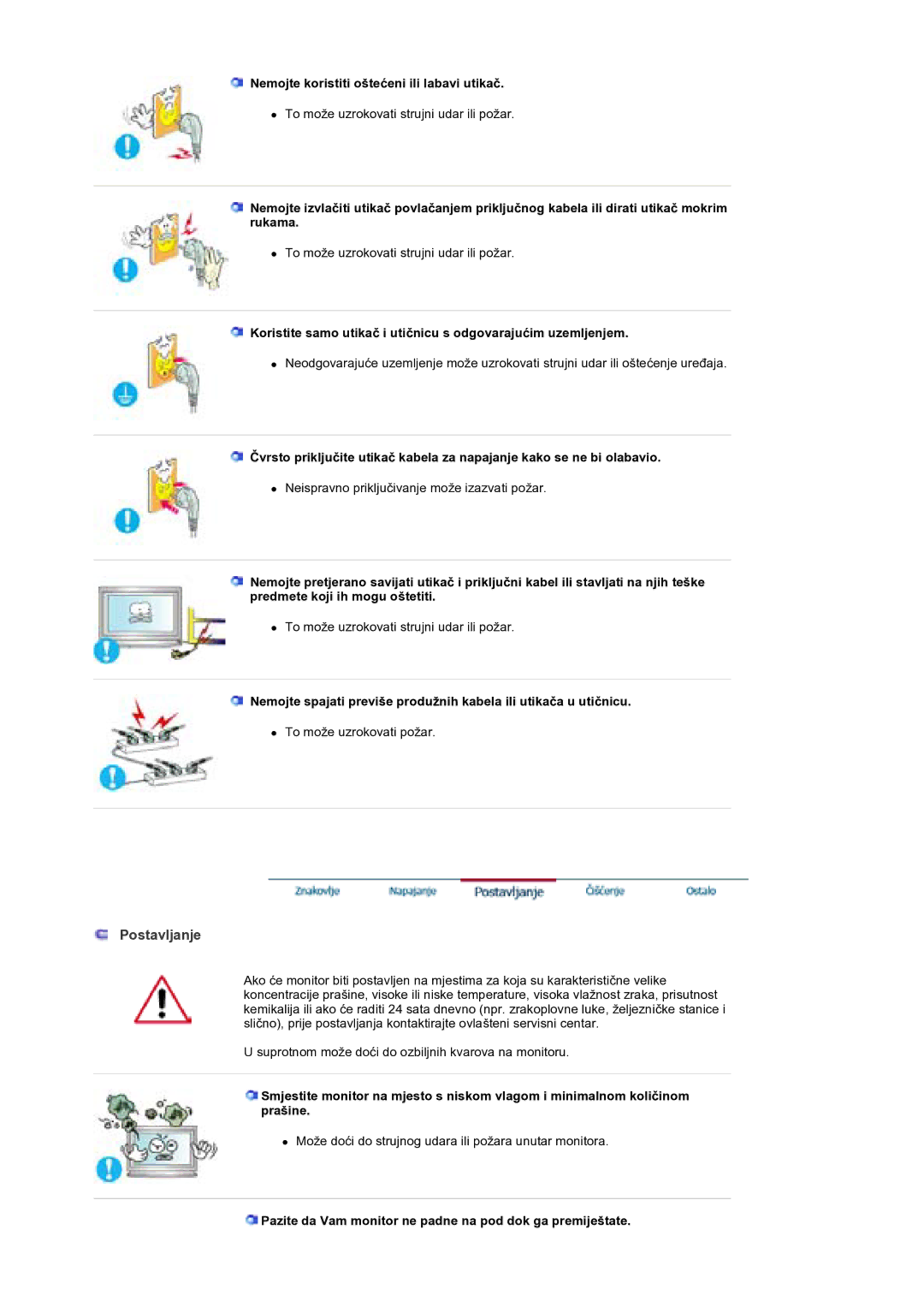 Samsung BE40TSNS/EDC, BE40PSNS/EDC manual Nemojte koristiti ošteüeni ili labavi utikaþ 