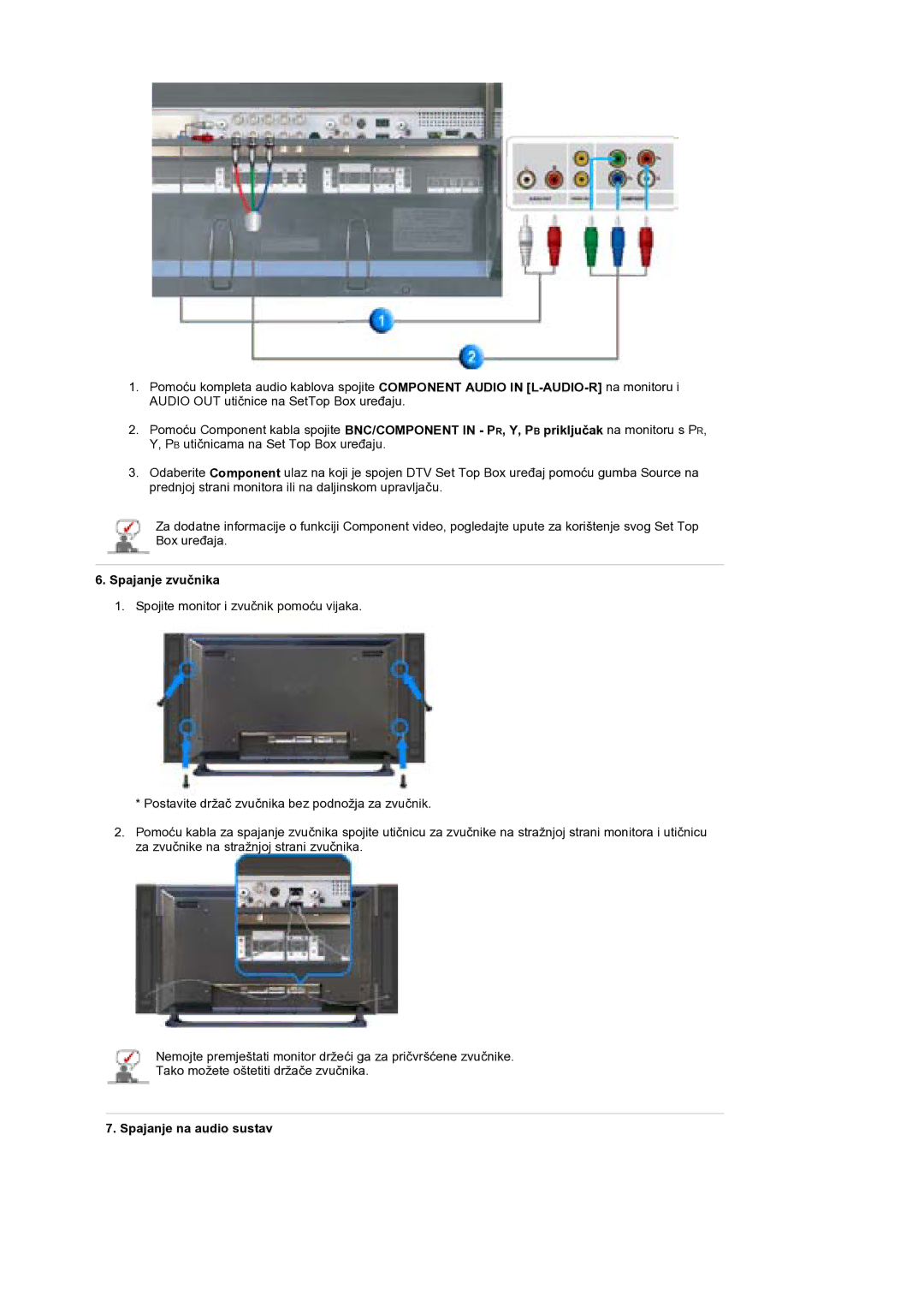 Samsung BE40PSNS/EDC, BE40TSNS/EDC manual Spajanje zvuþnika, Spajanje na audio sustav 