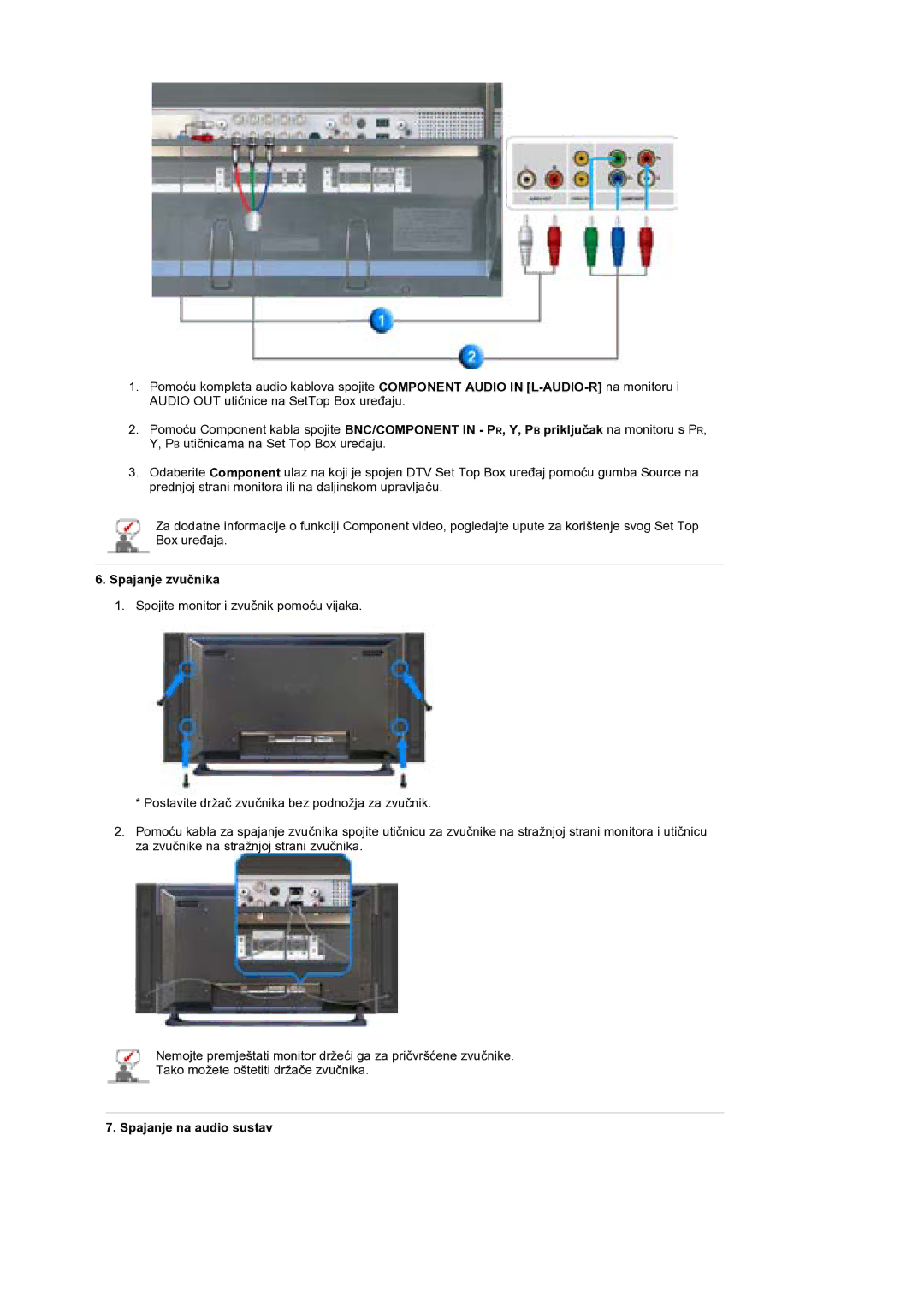 Samsung BE40PSNS/EDC, BE40TSNS/EDC manual Spajanje zvuþnika 