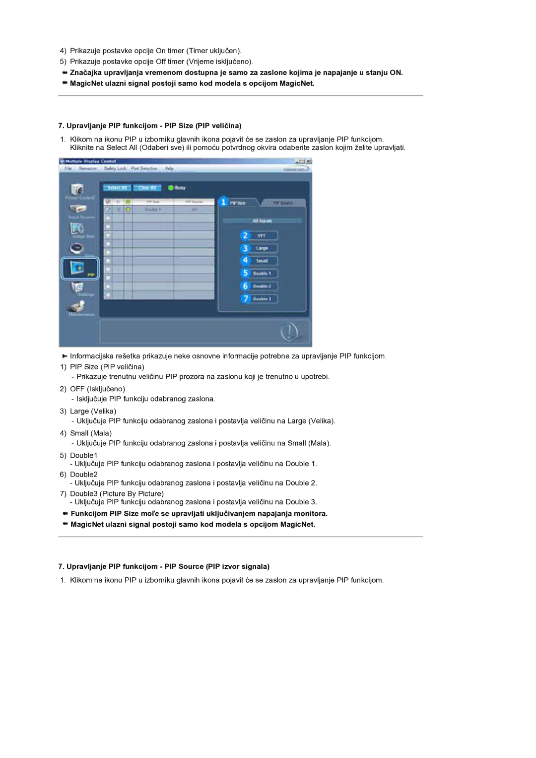 Samsung BE40PSNS/EDC, BE40TSNS/EDC manual Upravljanje PIP funkcijom PIP Source PIP izvor signala 