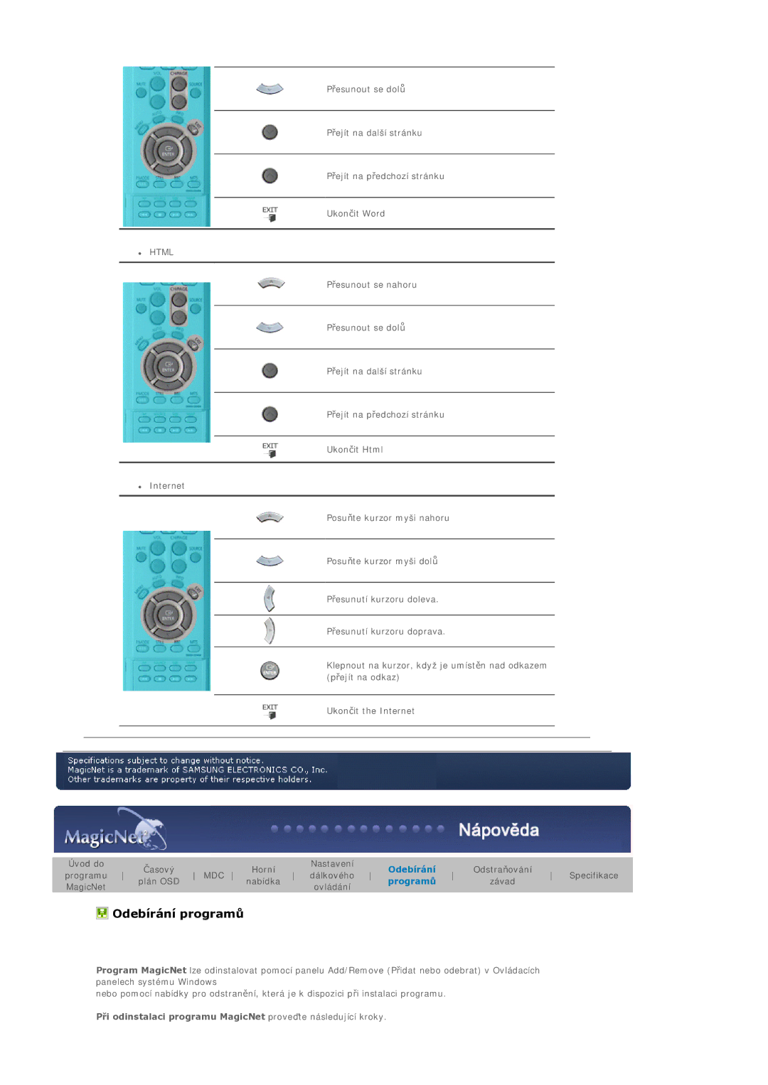 Samsung BE40PSNS/EDC manual Odebírání programĤ 