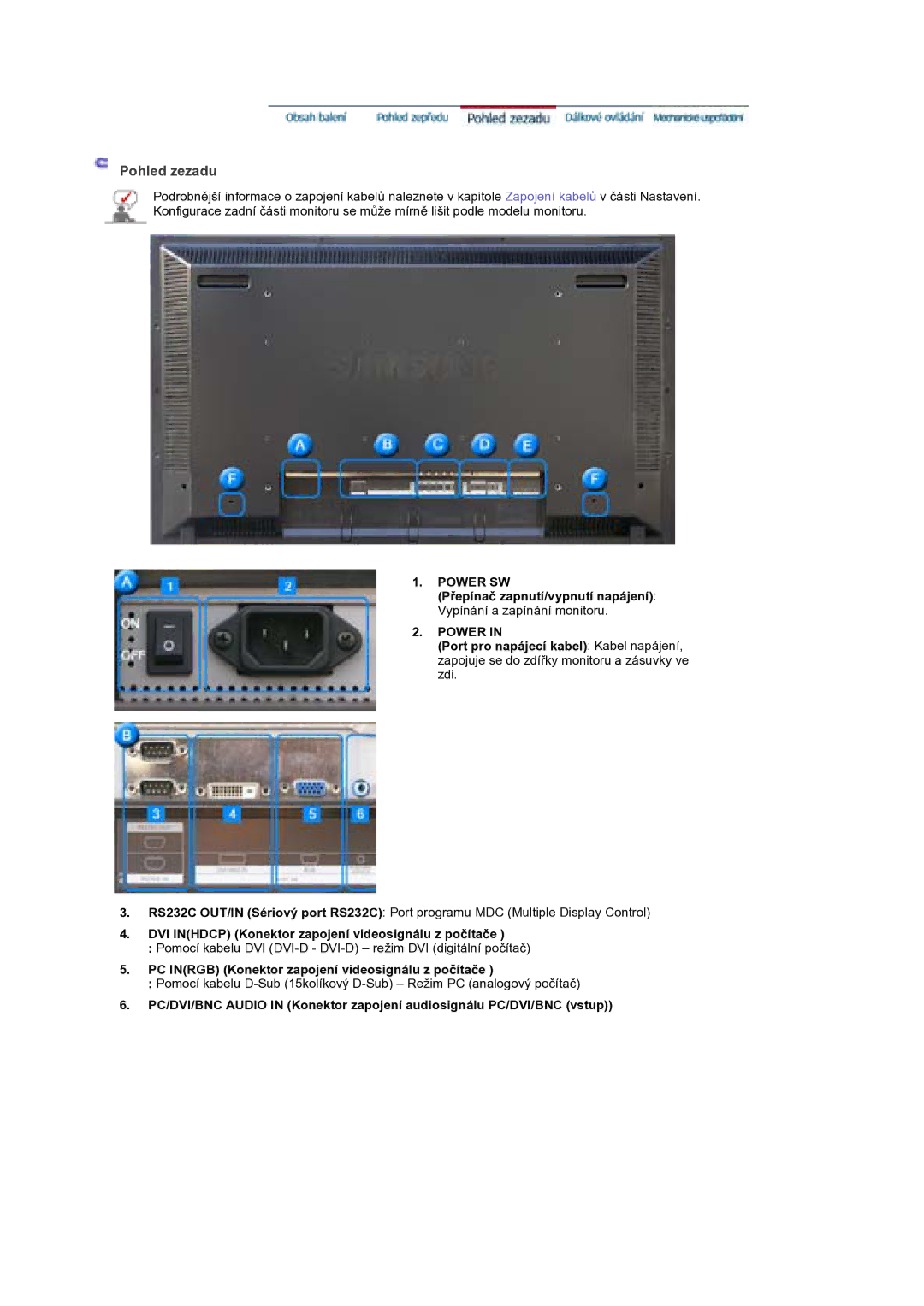 Samsung BE40PSNS/EDC manual DVI Inhdcp Konektor zapojení videosignálu z poþítaþe 