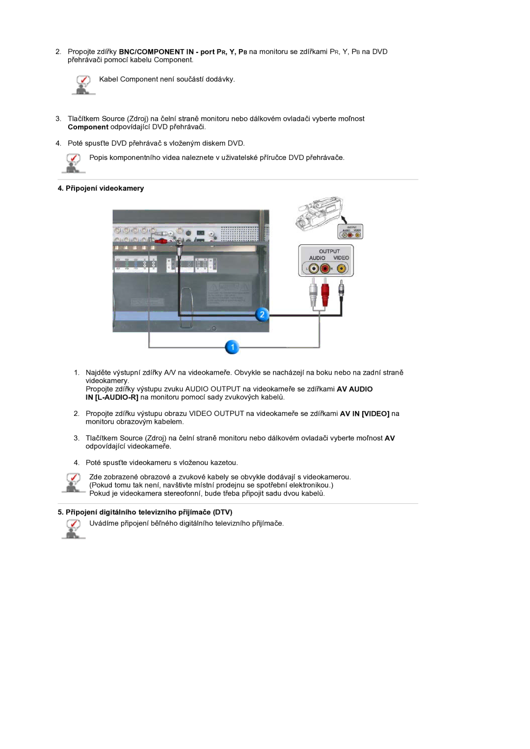 Samsung BE40PSNS/EDC manual PĜipojení videokamery 