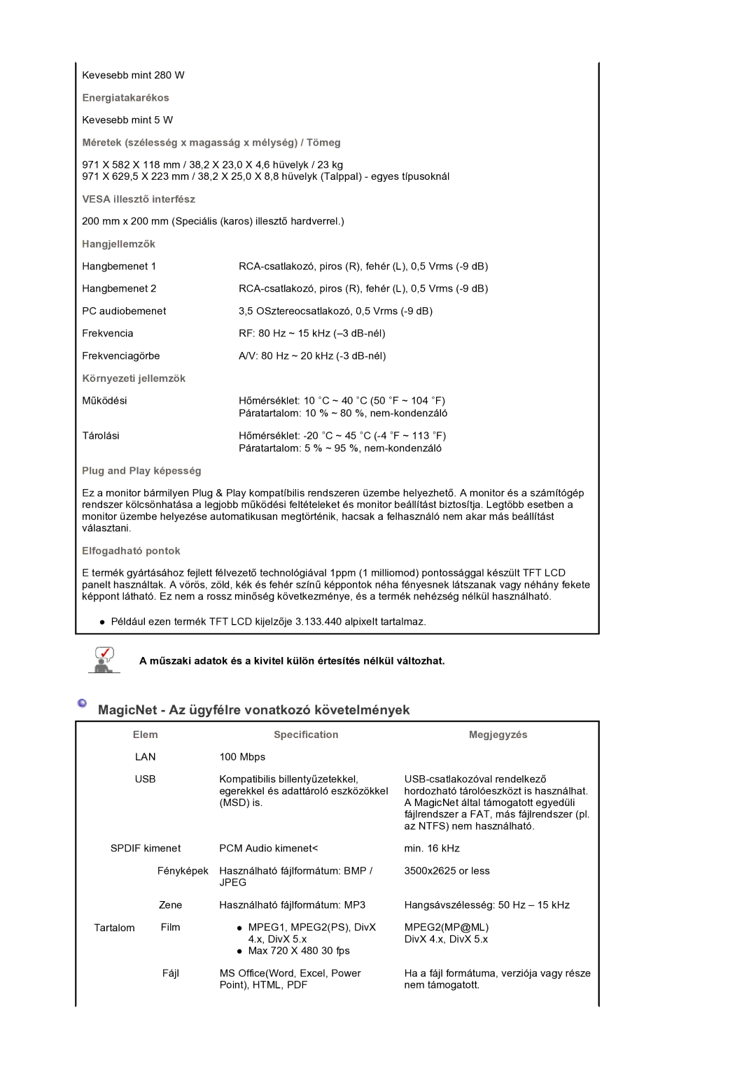 Samsung BE40PSNS/EDC manual MagicNet Az ügyfélre vonatkozó követelmények 