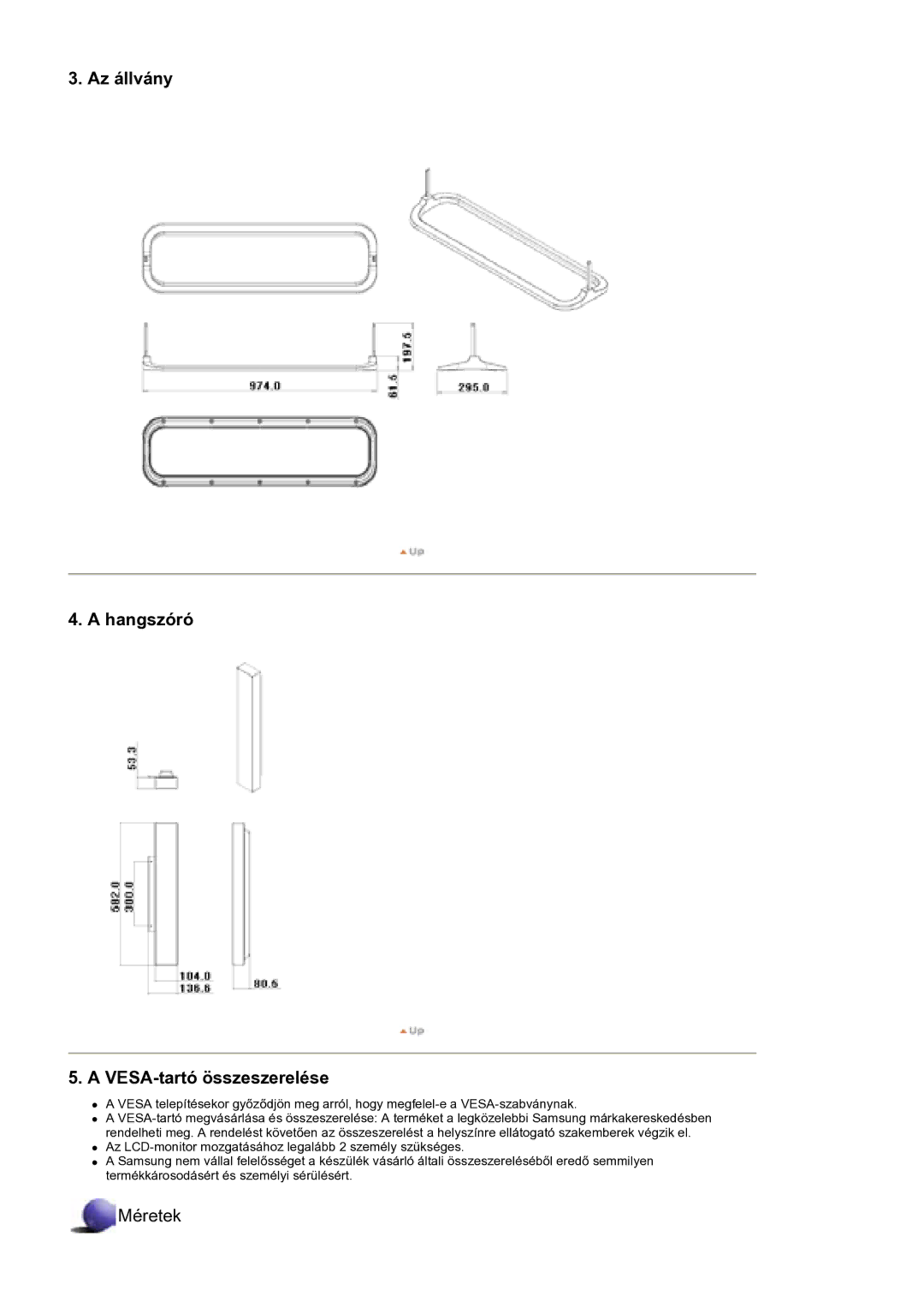 Samsung BE40PSNS/EDC manual Az állvány Hangszóró VESA-tartó összeszerelése 