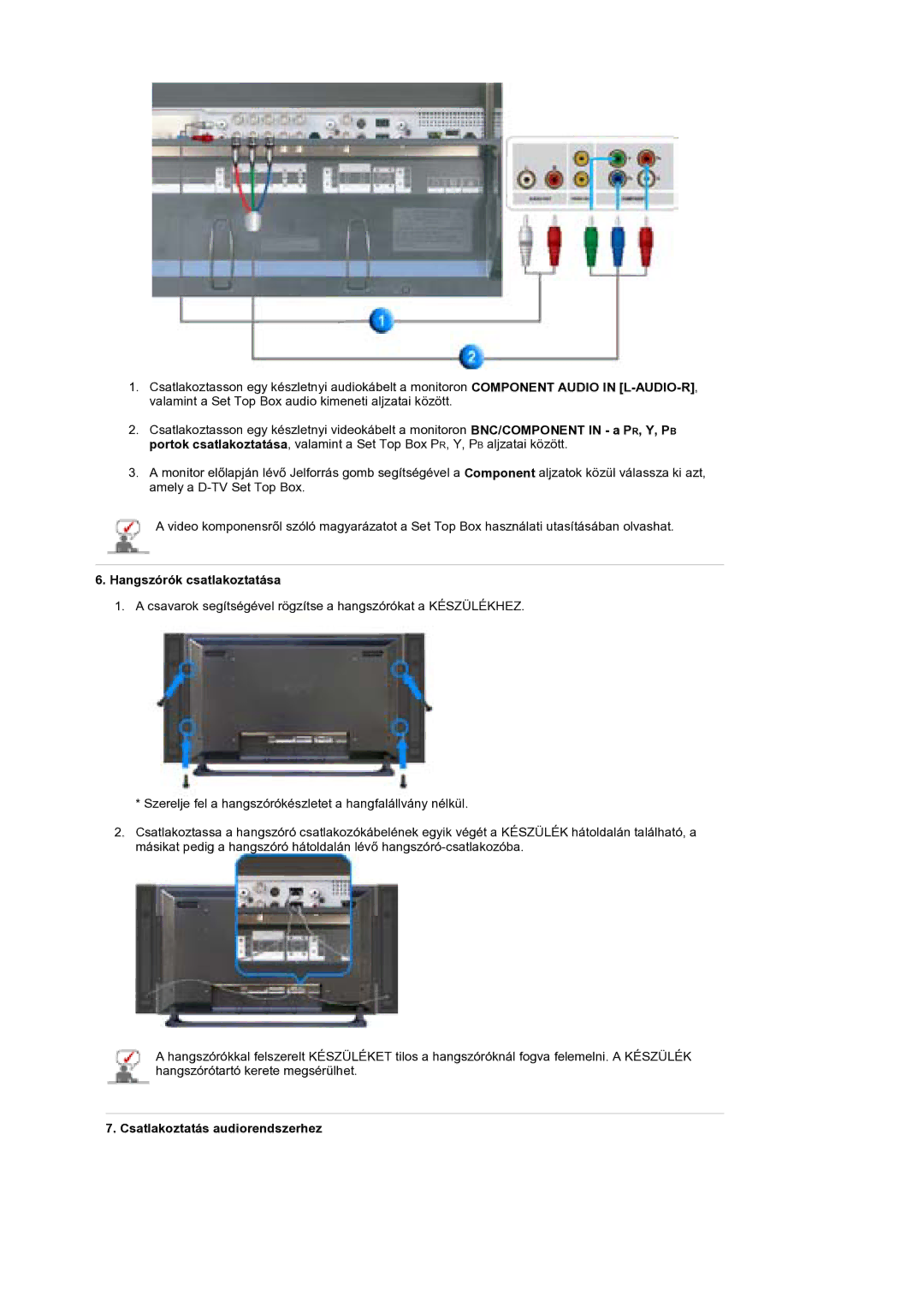 Samsung BE40PSNS/EDC manual Hangszórók csatlakoztatása, Csatlakoztatás audiorendszerhez 