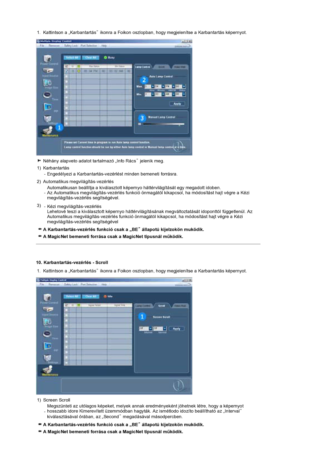 Samsung BE40PSNS/EDC manual Karbantartás-vezérlés Scroll 