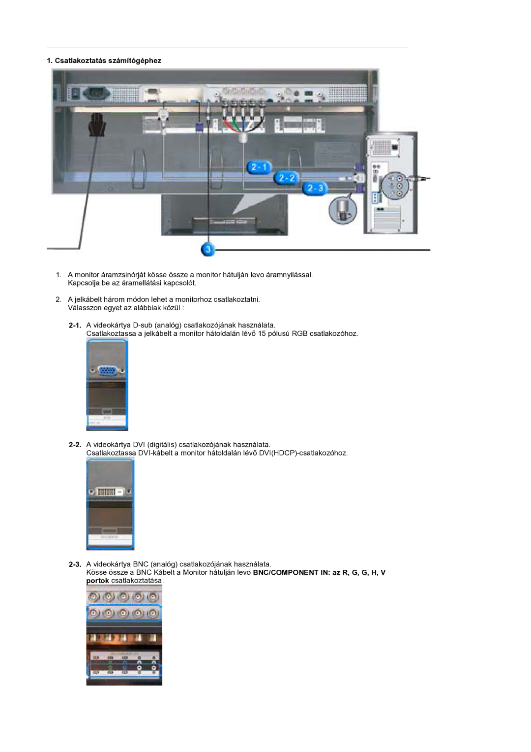 Samsung BE40PSNS/EDC manual Csatlakoztatás számítógéphez 