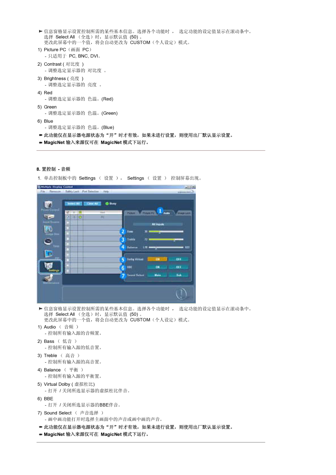 Samsung BE40PSNS/EDC manual Pc, Bnc, Dvi 