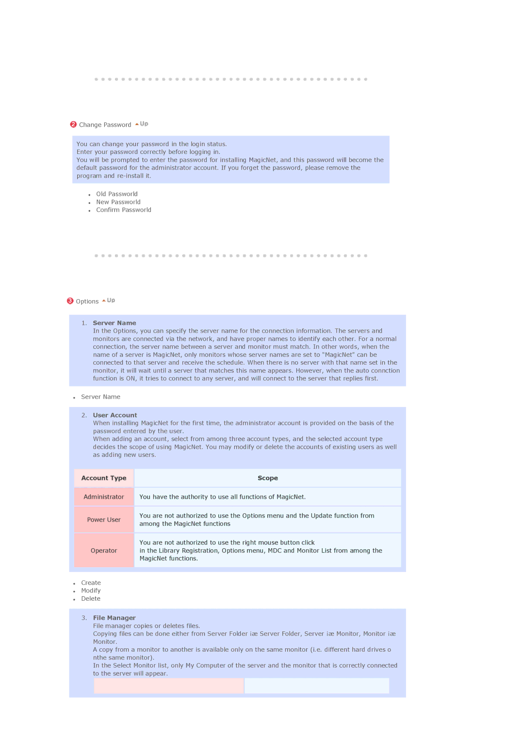 Samsung LS46BEPNS/SAI, BE46PSNB/EDC, LS46BETNSF/XSJ, LS46BEPNB/XSJ, LS46BETNS/XSJ Server Name, User Account, File Manager 