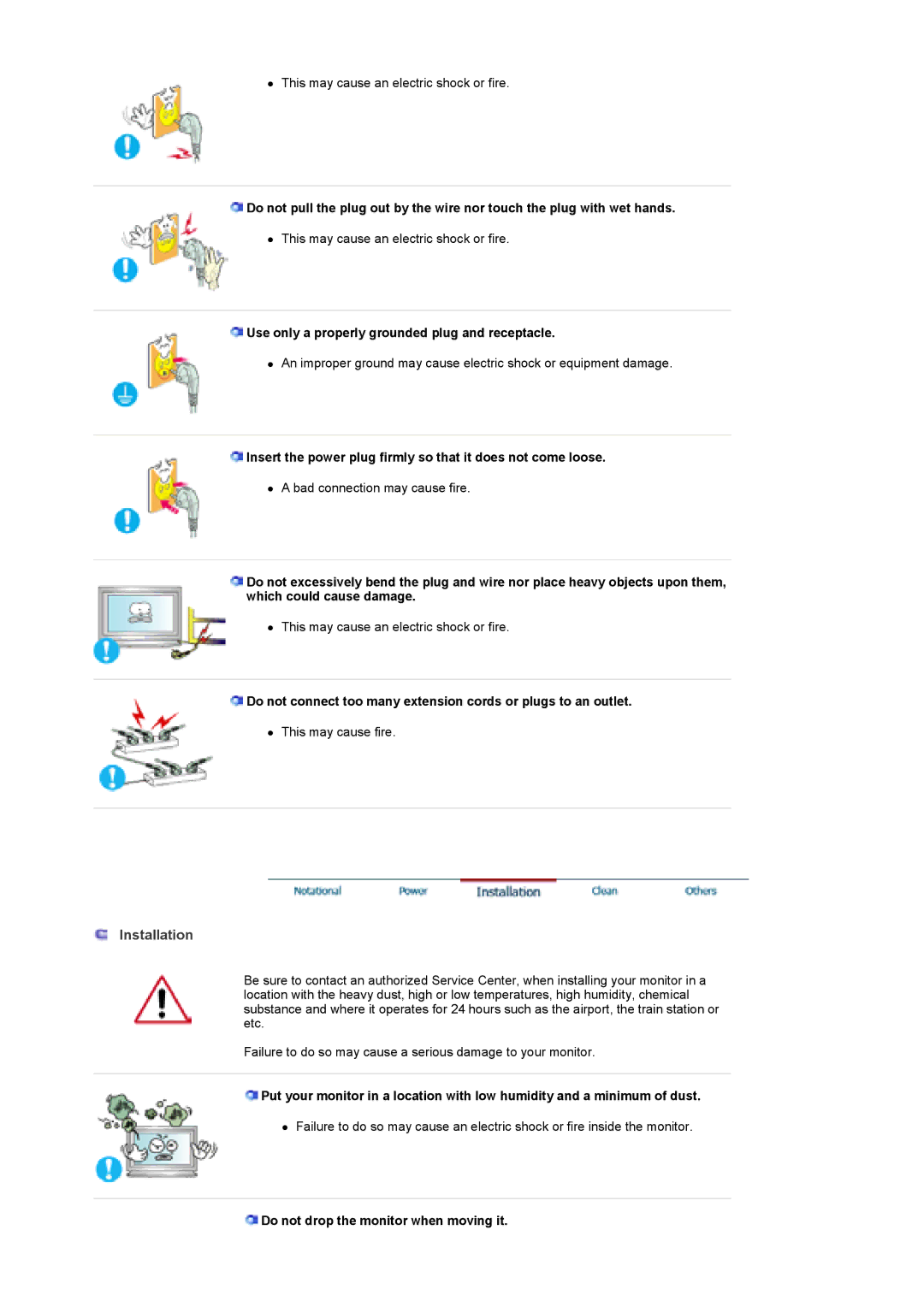 Samsung LS46BETNS/XSJ, BE46PSNB/EDC, LS46BETNSF/XSJ manual Installation, Use only a properly grounded plug and receptacle 