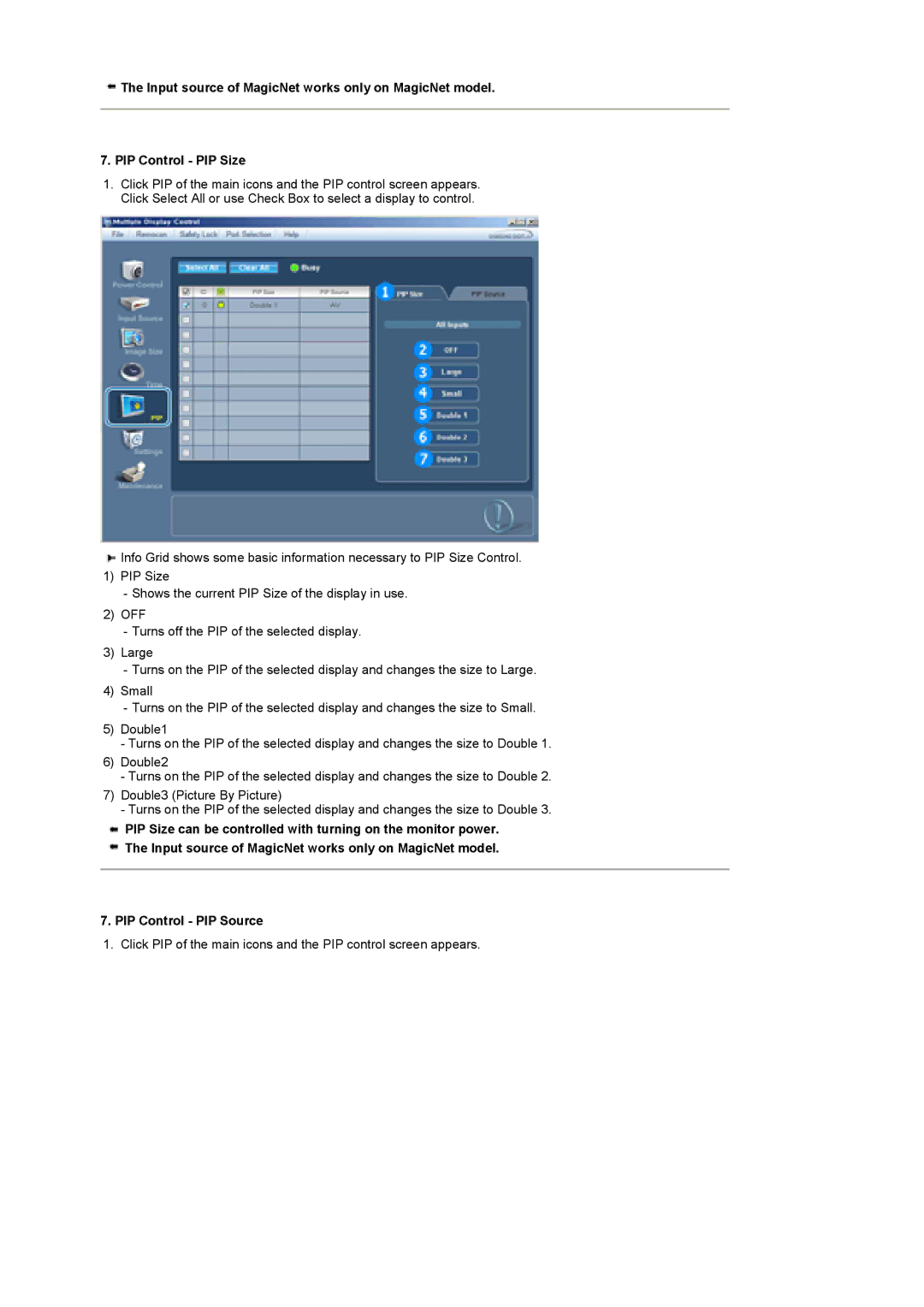 Samsung LS46BEPNS/ILC, BE46PSNB/EDC, LS46BETNSF/XSJ, LS46BEPNB/XSJ, LS46BETNS/XSJ, LS46BETNB/XSJ manual PIP Control PIP Source 