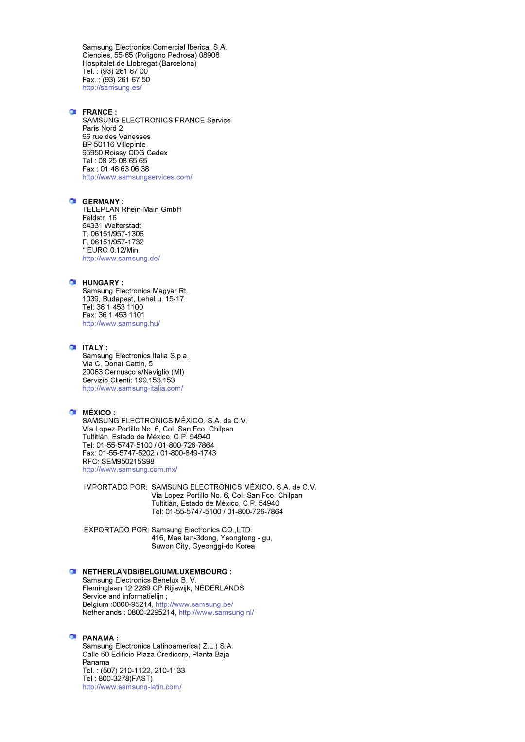 Samsung BE46TSNS/EDC manual Germany 