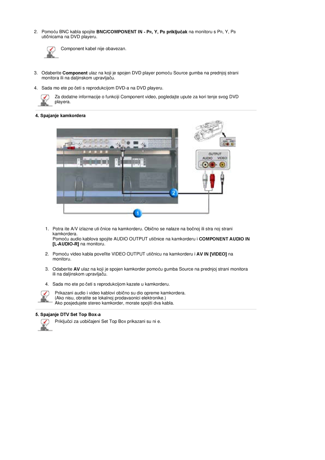 Samsung BE46TSNS/EDC manual Spajanje kamkordera 