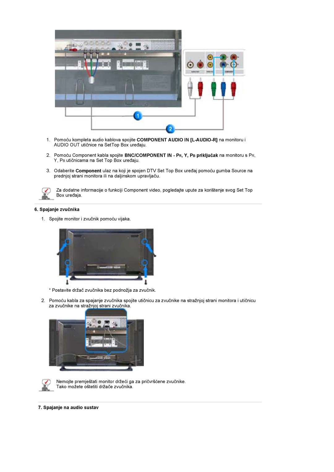 Samsung BE46TSNS/EDC manual Spajanje zvuþnika 