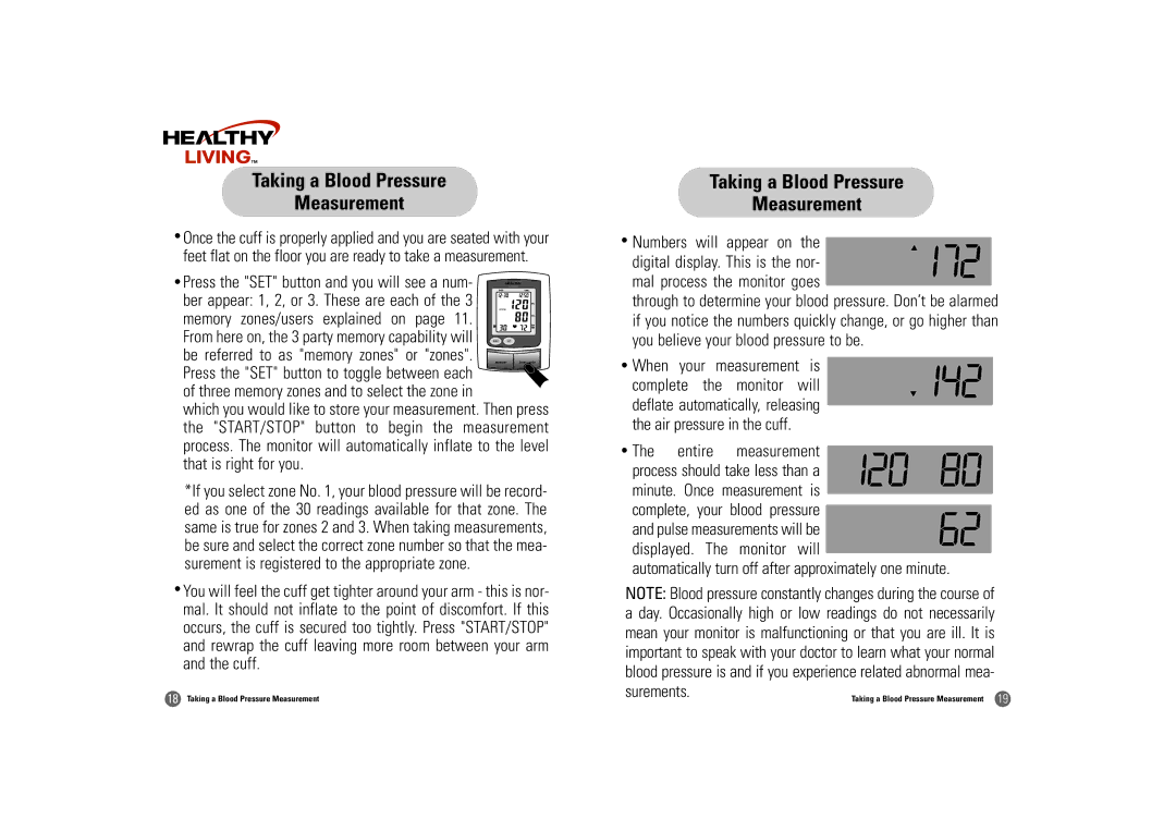 Samsung BF-180M owner manual Taking a Blood Pressure Measurement 