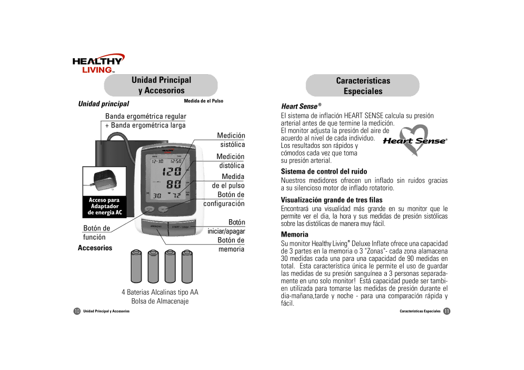 Samsung BF-180M owner manual Unidad Principal Accesorios, Caracteristicas Especiales, Unidad principal 