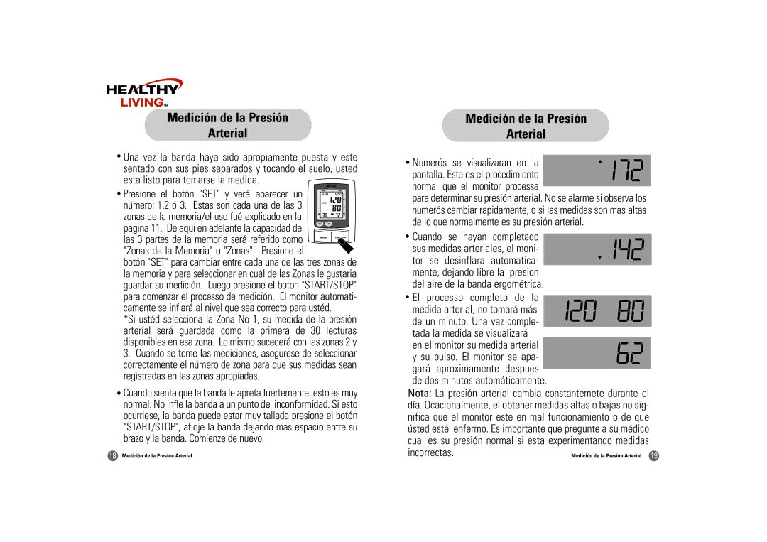 Samsung BF-180M Medición de la Presión Arterial, Del aire de la banda ergométrica, De dos minutos automáticamente 