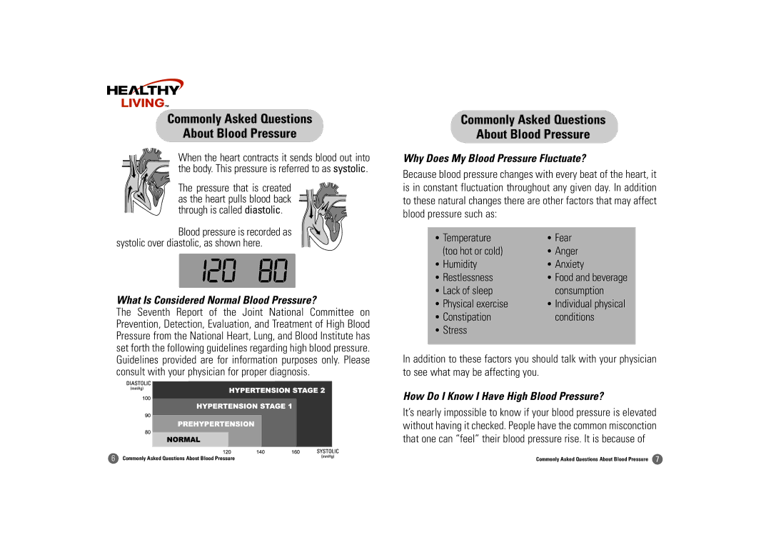 Samsung BF-180M owner manual What Is Considered Normal Blood Pressure?, Why Does My Blood Pressure Fluctuate? 