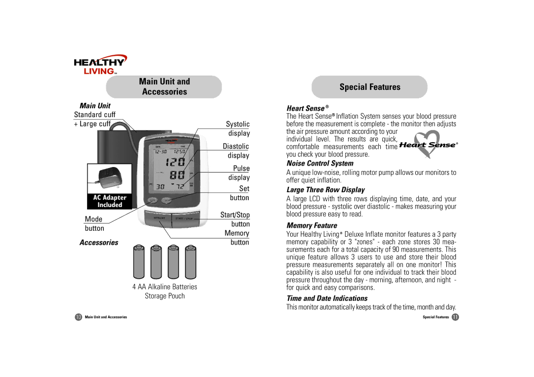 Samsung BF-180M owner manual Main Unit Accessories, Special Features 