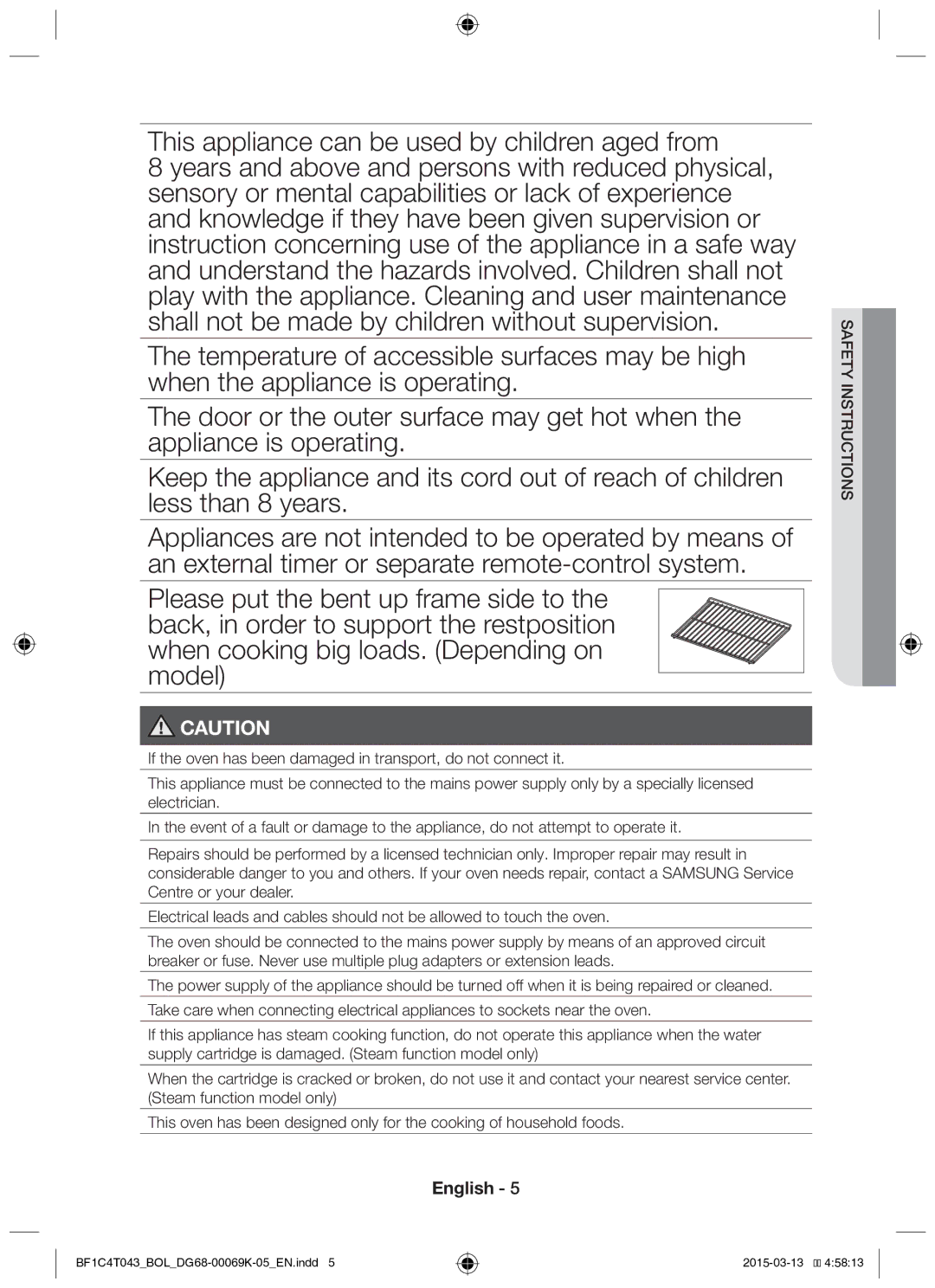 Samsung BF1C6G043/BOL, BF1C4T043/BOL manual This appliance can be used by children aged from, Insot truc ytins safe 