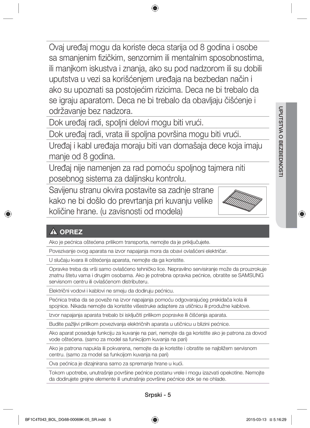 Samsung BF1C6G043/BOL, BF1C4T043/BOL manual Tis Stva o uputbezbedno 