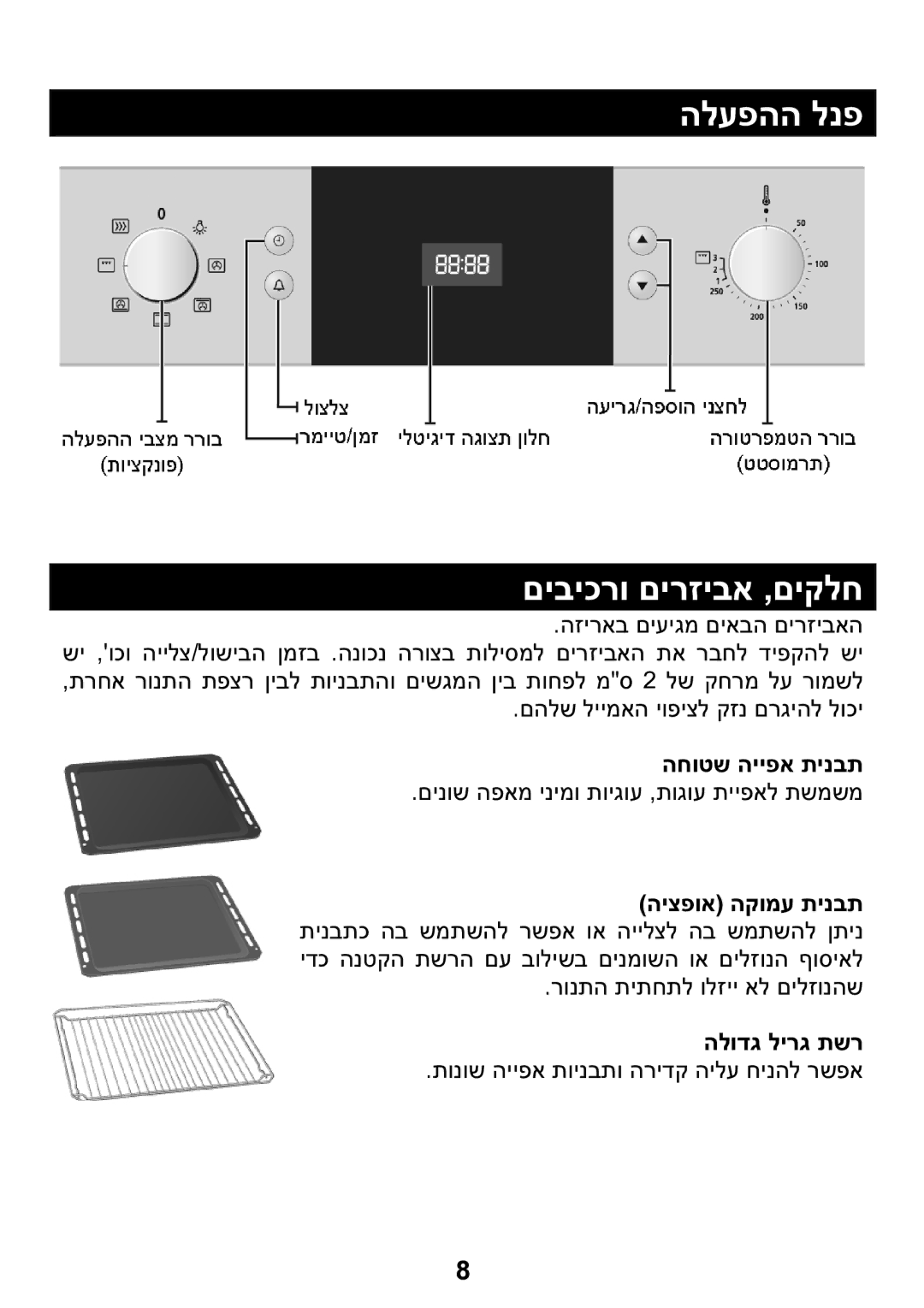 Samsung BF1N4T023/SLI manual הלעפהה לנפ םיביכרו םירזיבא ,םיקלח, החוטש הייפא תינבת, הלודג לירג תשר 