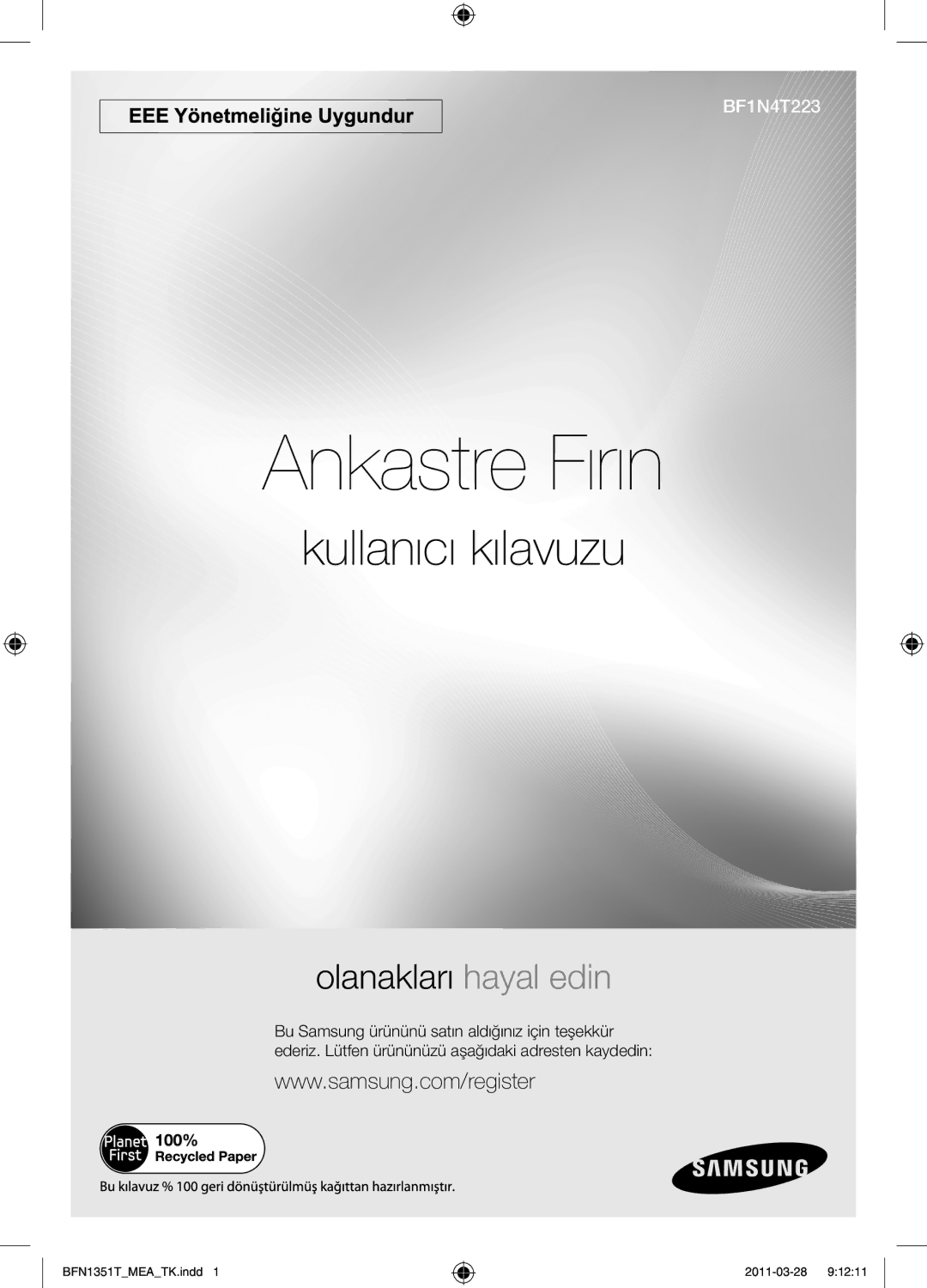 Samsung BF1N4T223/MEA manual Ankastre Fırın, Kullanıcı kılavuzu 