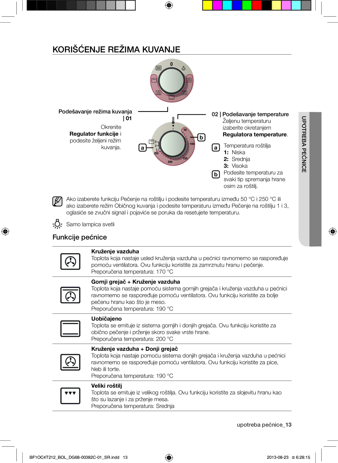 Samsung BF1OC4T212/BOL manual Korišćenje Režima Kuvanje 