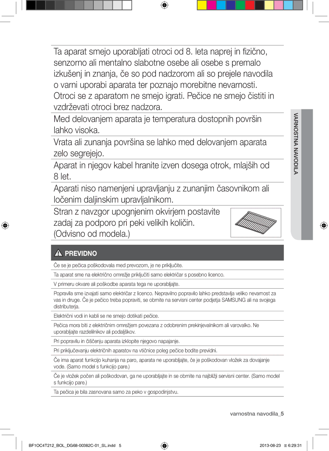 Samsung BF1OC4T212/BOL manual Varnostna navodila5 